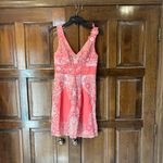 Yoana Baraschi  Size 4 Linen Dress Coral Embroidered Sleeveless Photo 2