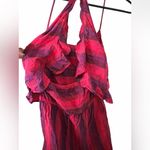 Anthropologie Amadi Amelia Red Linen Stripe Shorts Romper NWOT Pink Size M Photo 2