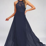 Lulus Lulu’s Dance All Evening navy lace M elegant semi formal maxi dress Photo 0