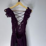 Lulus NWT  Soirée Celebration Purple Ruffle Lace Up Maxi Dress XS Photo 5