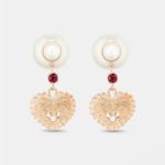 Christian Dior Dior Tribales Earrings Gold-Finish Metal with White Resin Pearls & Red Crystals Photo 1