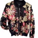 36.5 Bomber Jacket Floral satin - Black and Red woman’s sz M Photo 0