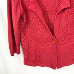 Talbots  Plus Size 1X Cardigan Knit Sweater Red Cable Button Front Office 1722 Photo 4