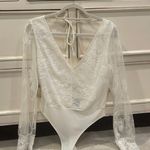 South Noon Under White Lace Low Cut Bodysuit Size Small Photo 0