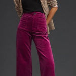 Anthropologie  Maeve Colette Corduroy Wide Leg Cropped Pant Grape Purple Size 32 Photo 0