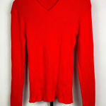 Hilfiger Collection Red 100% Silk Made in Italy Ribbed V Photo 0