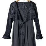 Vintage Black Whimsigoth Dress Bell Sleeve Velvet Goth Vampire Witchy Medium Photo 1