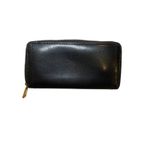 Ralph Lauren  Black Leather & Gold Plate Full Zipper‎ Women's Card Wallet Photo 7