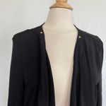 Ellen Tracy Solid Black Open Front Cardigan Photo 2