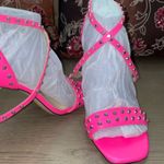 Vince Camuto Hot Pink Studded leather strap heels Size 9M New Photo 10