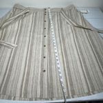 Bar III  Tan and Cream Linen Striped Midi Skirt Tie Front 16W NWT Photo 1