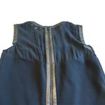 Sandro Black Silk Blend Dress Sleeveless Party Vegan Leather Trim Size 2 Medium Photo 7