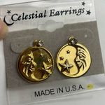 Celestial crescent moon and stars earrings Gold Photo 2