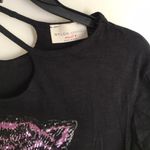 Sequin Distressed Crop Top Black Photo 2