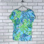 Lilly Pulitzer Michele Short Sleeve Tee in Sky Blue Heaven Print Size L Photo 4