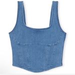 PINK - Victoria's Secret NWOT PINK Victoria’s Secret Denim Blue Corset Bralette Crop Top Size Small Photo 2