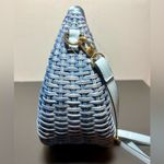 SCOOP NYC Blue Straw Crescent Crossbody Basket Purse Photo 8