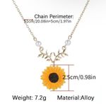 Gorgeous silver plated pearl sunflower necklace faux fashion jewelry‎ Yellow Photo 1