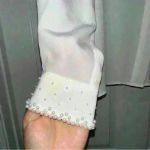 Alfred Dunner  pearl embellished collared blouse size 12 petite Photo 2