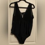 Time & Tru  Black Asymmetrical Cut Out One Piece Photo 3