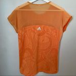 Adidas  T-Shirt Top Orange Athletic Workout Athleisure Casual Sheer Climacool Photo 6