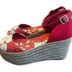 Tory Burch  Sherri Floral Print Wedge Sandals Wedges Espadrilles Size 8 Women's Photo 0