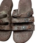 Orthaheel Ashley Bronze Snake Triple Strap Sandal Women's Sz 6 Slip On Comfort Brown Photo 1