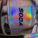 Vtg Y2K Soda Silver Holographic Flower Applique Chunky Clear Heel Sandals Sz 8.5 Photo 4