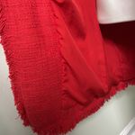 Rachel Zoe Tweed Blazer Fringe Double Breasted Cherry Red Photo 5