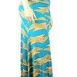 LuLaRoe XS  Maxi Blue Yellow Abstract Geometric Print- NEW! Photo 1
