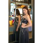 Ramy Brook Silver Blue Gunmetal A-Line Strapless Destiny Gown Dress Size 6 Photo 13