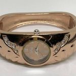 Ladies 24mm Quartz analog watch gold tone dial cuff bracele running Photo 0