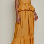 MISA Los Angeles  Rosie Bustier Peplum Maxi Dress Yellow Gold Bohemian Resortwear Photo 0