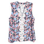 Crown & Ivy Crown Ivy Large Tank Top‎ Crochet Trim Kurta Top Pink Blue Sleeveless Fruit 1246 Photo 2