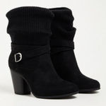 Torrid Black Heeled Boots with Knit Cuff Photo 0