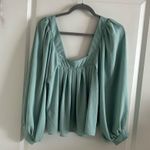 ASOS DESIGN Square Neck Top With Blouson Sleeve in Sage Photo 2