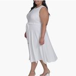 Calvin Klein NWT Tie Scuba Crepe Midi Dress (Plus) 14W, CREAM / WHITE Photo 6