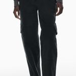 Aritzia Wilfred Free Women's Maeve Cargo Black Denim Straight Leg Pants Size 6 Photo 0