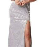 Forever Unique Metallic Zigzag Missouri Maxi Dress Silver Size 4 NWT Photo 0