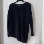 Alice + Olivia Alice‎ + Olivia Black Asymmetrical V Neck Wool Blend Knit Oversized Sweater Photo 4