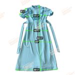 Vintage 1960s 1970s Turquoise Princess Maxi Dress Empire Waist Ruffle Blue Size M Photo 6