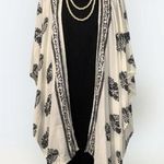 SheIn Cream & Black Print Wrap Cover Kimono Accessories Lightweight Island One Size Photo 0