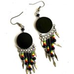 Vintage BOB MARLEY Reggae long drop beaded earrings Photo 4