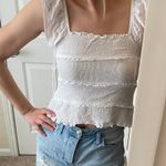 Wonderly White Ruffle Strap Top Photo 0