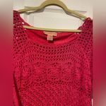 Bandolino  Size L Pink Crochet 3/4 Sleeve Ramie Blend Top 3/4 Sleeve Scoop Neck Photo 1
