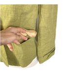 Cynthia Steffe  Women’s Size 4 OLIVE 100% LINEN Ruffle Blazer Jacket Button Front Photo 1