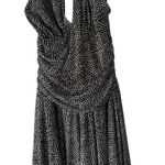 Dress Barn Y2K Halter Midi Dress Size 12 Black White Geometric Ruched 2000s Photo 0