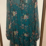 Anthropologie  Teal Floral Long Sleeve Dress Photo 0
