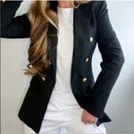 ZARA Double Breasted Blazer With Shoulder Pads Blogger’s Favorite Black Photo 4