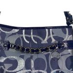 Coach Auth. F19820 Tote Bag Navy Moto Optic Metallic Chain Jacquard Leather Trim Photo 4